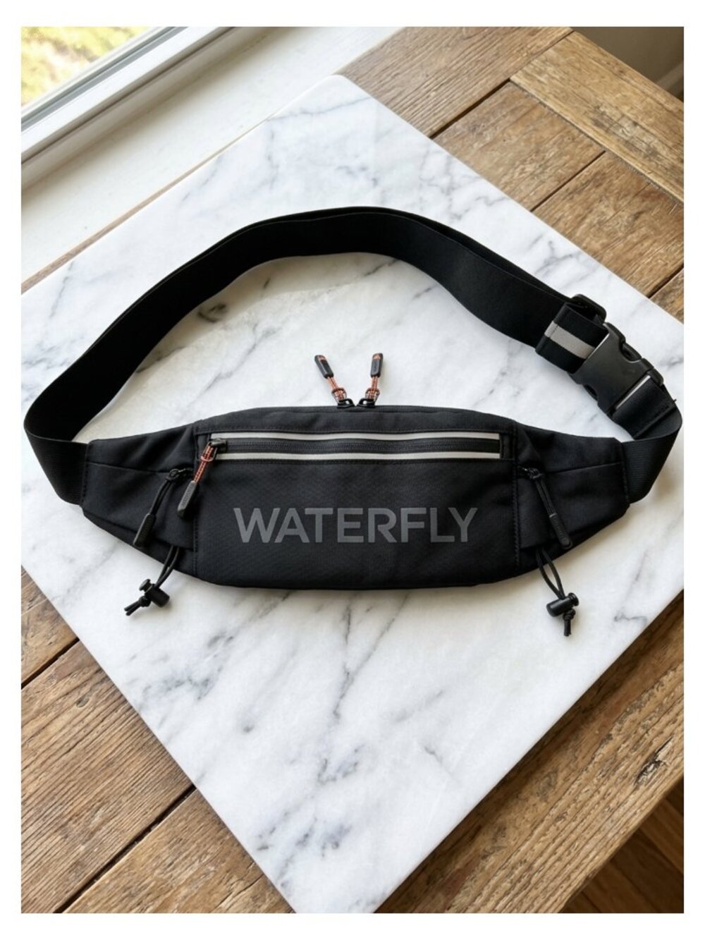 WATERFLY Running Belt Fanny Pack Nylon Waist Pack with Bib Clip